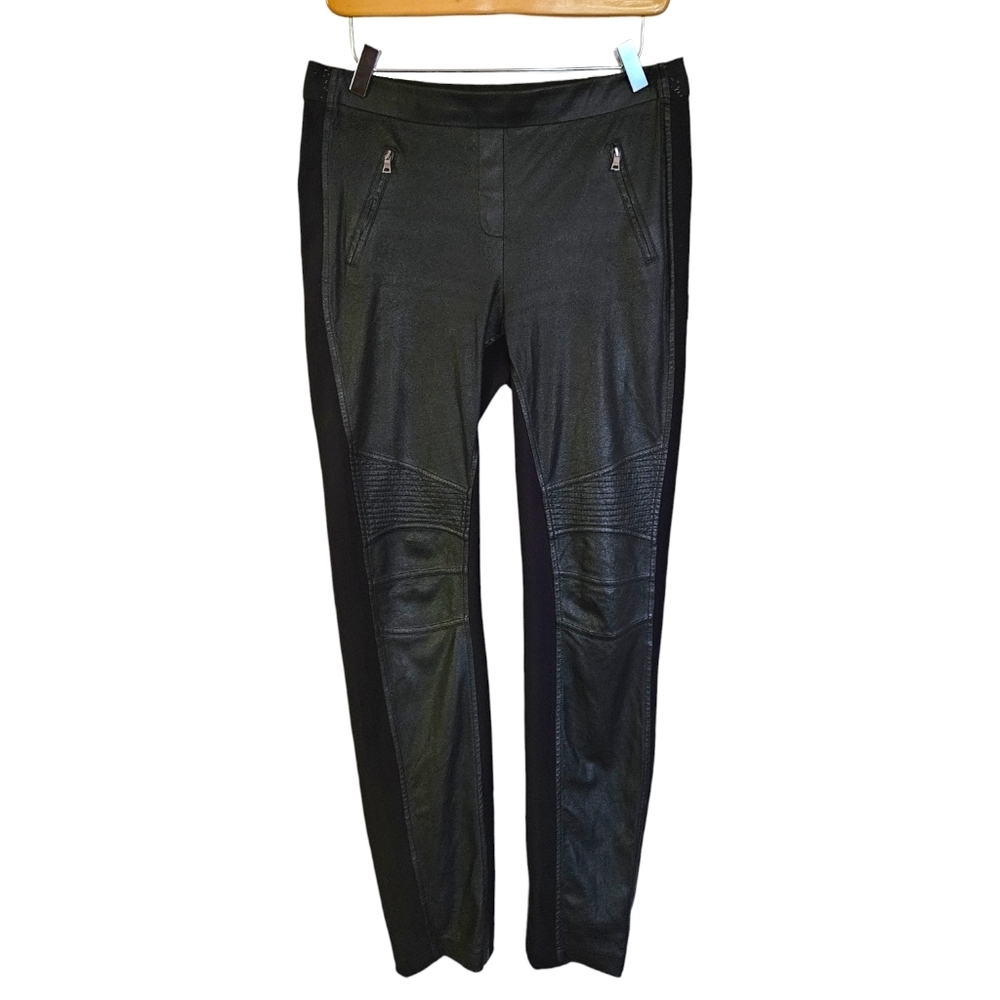 BCBGMaxAzria‎ black faux leather moto leggings